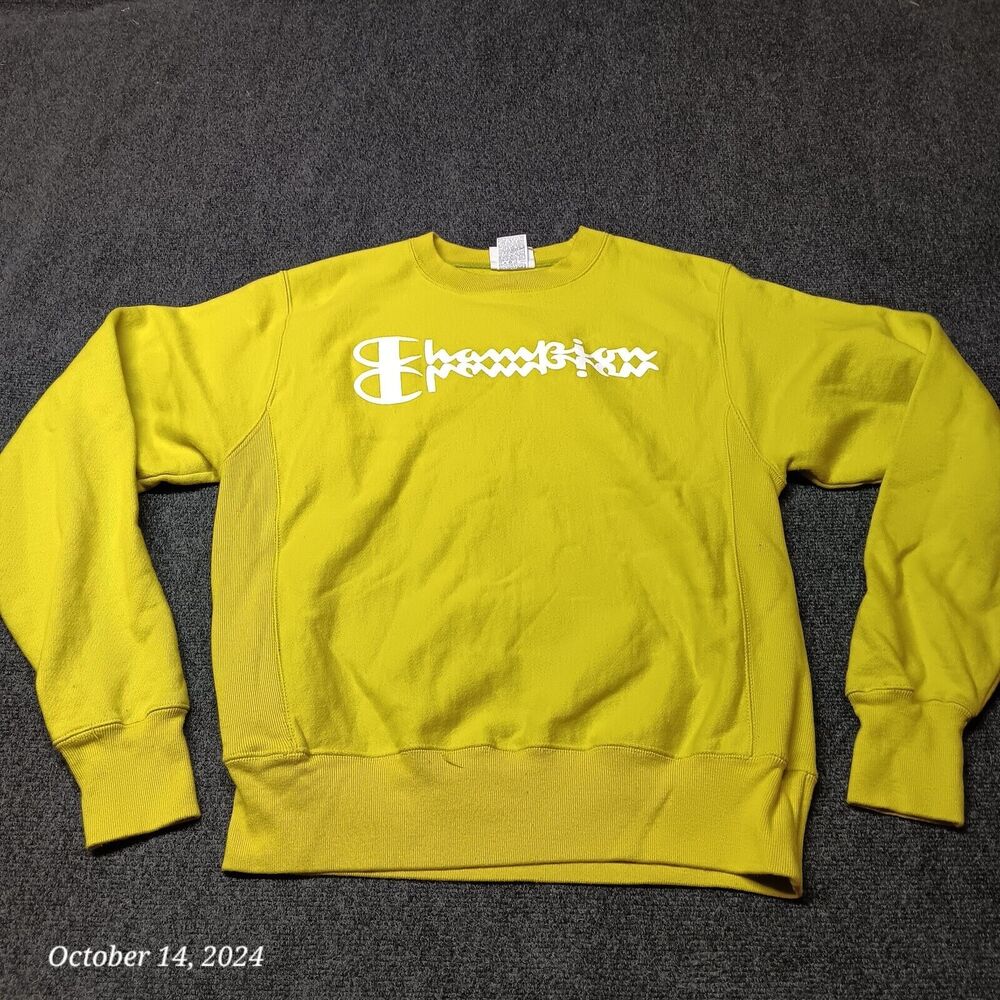 Champion Reverse Weave Sweatshirt Size Small Pea Green Graphic Print Logo